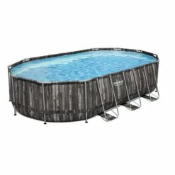 Piscine Tubulaire Ovale Bestway Power Steel™ Bois Rustique 6,10 X 3,66 X 1,22 M