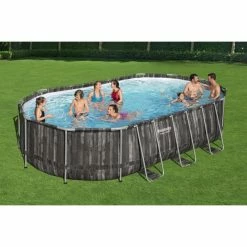 Piscine Tubulaire Ovale Bestway Power Steel™ Bois Rustique 6,10 X 3,66 X 1,22 M 10 Piscine Tubulaire Ovale Bestway Power Steel™ Bois Rustique 6,10 X 3,66 X 1,22 M -Bleu Piscine 5611r piscine ovale bestway power steeltm bois rustique 6 10 x 3 66 x 1 22 m ambiance