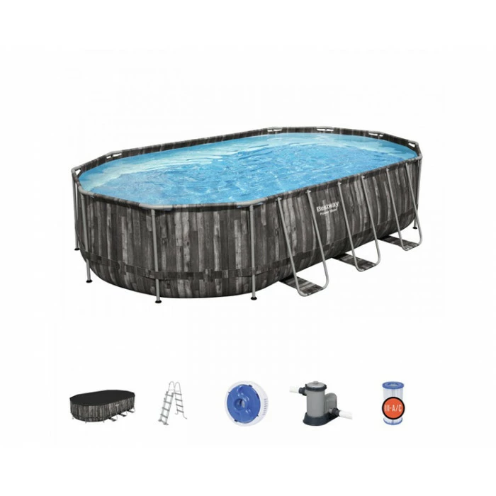 Piscine Tubulaire Ovale Bestway Power Steel™ Bois Rustique 6,10 X 3,66 X 1,22 M 4 Piscine Tubulaire Ovale Bestway Power Steel™ Bois Rustique 6,10 X 3,66 X 1,22 M – Image 4