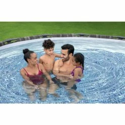 Bestway Piscine Hors Sol Ronde Steel Pro Max™ Effet Bois 427 X 107 Cm -Bleu Piscine 5614z piscine hors sol ronde steel pro maxtm effet bois 427 x 107 cm ambiance 4
