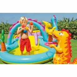 Aire De Jeu Gonflable Dinoland Intex 7 Aire De Jeu Gonflable Dinoland Intex -Bleu Piscine 57135 3