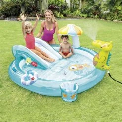 Aire De Jeux Gonflable Intex Alligator 7 Aire De Jeux Gonflable Intex Alligator -Bleu Piscine 57165 aire aligator ambiance 2 min