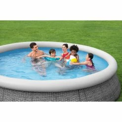 Piscine Autoportée Bestway Fast Set™ Aspect Rotin 3,66 X 0,76 M -Bleu Piscine 57445 piscine ronde bestway fast set rotin 366 76 ambiance 2