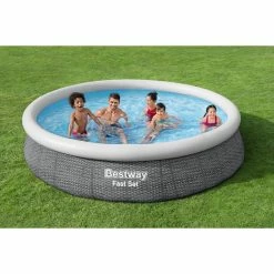 Piscine Autoportée Bestway Fast Set™ Aspect Rotin 3,66 X 0,76 M -Bleu Piscine 57445 piscine ronde bestway fast set rotin 366 76 ambiance
