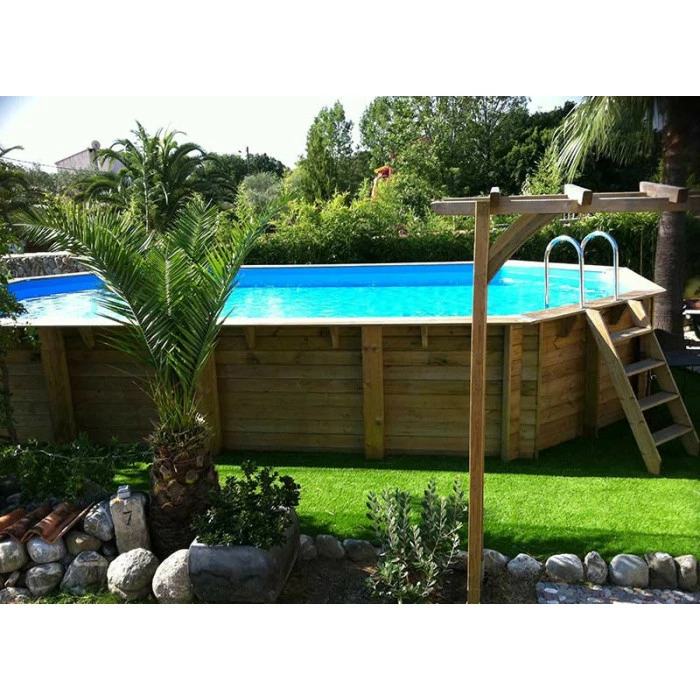 Piscine En Bois Octogonale Ubbink Océa 8,60 X 4,70 X 1,30 M - Liner Bleu 4 Piscine En Bois Octogonale Ubbink Océa 8,60 X 4,70 X 1,30 M - Liner Bleu – Image 4