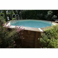 Piscine En Bois Octogonale Ubbink Océa 4,30 X 1,20 M - Liner Beige -Bleu Piscine 7504510 piscine bois octogonale ubbink ocea 580 beige ambiance 2 1