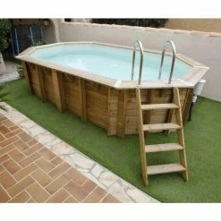 Piscine En Bois Octogonale Ubbink Océa 5,50 X 3,55 X 1,20 M - Liner Beige -Bleu Piscine 7504594 piscine bois octogonale ubbink ocea 355 550 beige echelle
