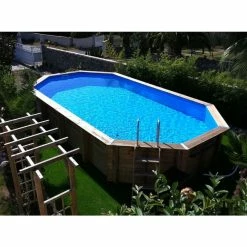 Piscine En Bois Octogonale Ubbink Azura 7,50 X 4,00 X 1,30 M - Liner Bleu -Bleu Piscine 7504717 piscine bois octogonale ubbink azura 400 750 bleu ambiance