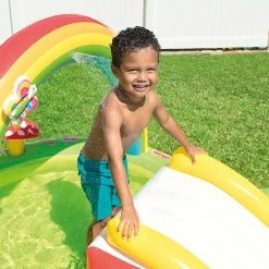 Aire De Jeux Gonflable Intex Mon Jardin -Bleu Piscine aire de jeux gonflable intex jardin