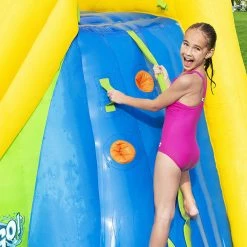 Aire De Jeux Avec Toboggan, Pataugeoire Et Canon à Eau Bestway Mont Splashmore -Bleu Piscine aire jeux bestway mont splashmore 53345 5