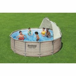Auvent Pour Piscine Tubulaire Bestway Ø 3,05 à 5,49 M -Bleu Piscine ambianceauvent rond bestway