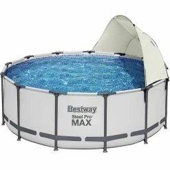 Auvent Pour Piscine Tubulaire Bestway Ø 3,05 à 5,49 M -Bleu Piscine auvent rond bestway 3