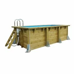Piscine En Bois Rectangulaire Ubbink Azura 4,50 X 2,50 X 1,26 M - Liner Bleu