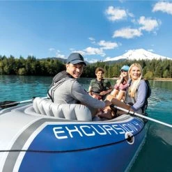 Set Bateau Gonflable 4 Places Intex Excursion 4 16 Set Bateau Gonflable 4 Places Intex Excursion 4 -Bleu Piscine bateau intex excursion 4places 10