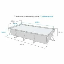 Piscine Tubulaire Bestway Steel Pro 3 X 2,01 X 0,66 -Bleu Piscine dimensions piscine bestway steel pro 3 201 066 1