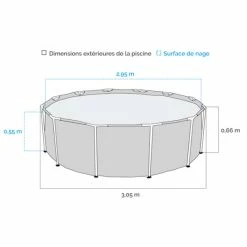 Piscine Tubulaire Bestway Steel Pro Ronde Décor Animaux 3,05 X 0,66 M -Bleu Piscine dimensions piscine tubulaire bestway steel pro ronde animaux 305 x 66 cm