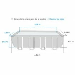 Piscine Tubulaire Bestway Power Steel Rotin Gris 4,88 X 2,44 X 1,22 M -Bleu Piscine dimensions piscine tubulaire bestway steel rotin gris 488 x 244 x 122 cm 1 1