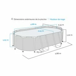 Piscine Tubulaire Bestway Power Steel Rotin Gris 4,88 X 2,44 X 1,22 M -Bleu Piscine dimensions piscine tubulaire bestway steel rotin gris 488 x 244 x 122 cm 2