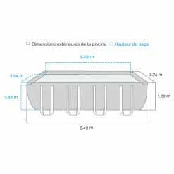 Piscine Tubulaire Bestway Power Steel Rotin Gris 5,49 X 2,74 X 1,22 M -Bleu Piscine dimensions piscine tubulaire bestway steel rotin gris 549 x 274 x 122 cm 1