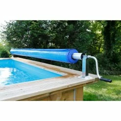 Enrouleur De Bâche à Bulles Pour Piscine En Bois Ubbink Premium -Bleu Piscine enrouleur b che premiumubbink piscine 3