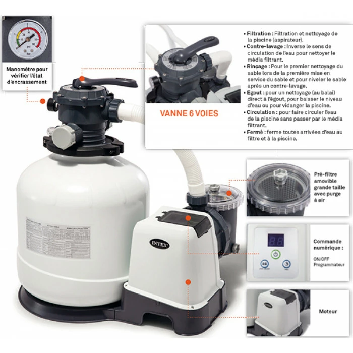 Filtre à Sable INTEX 8 M³/h 5 Filtre à Sable INTEX 8 M³/h – Image 5