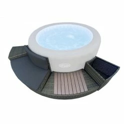 Entourage Rotin Pour Spa Bestway Lay-Z-Spa Ø 200 Cm - Gris Anthracite -Bleu Piscine habillage de spa rond bestway 4 pieces 17424 11941750 31631772 1140x1140