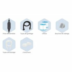 PACK Spa Portable Netspa Vita Premium 4 à 6 Personnes + Mobilier -Bleu Piscine kit accessoires min