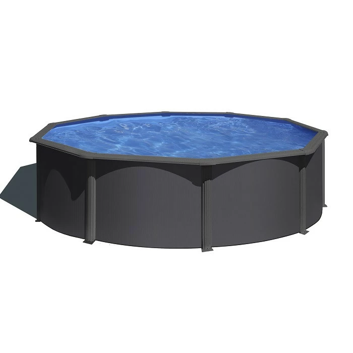 GRE Piscine Ronde Acier Gré Gris Anthracite - Ø 2,40 X 1,20 M 1 GRE Piscine Ronde Acier Gré Gris Anthracite - Ø 2,40 X 1,20 M