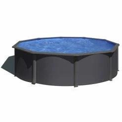 GRE Piscine Ronde Acier Gré Gris Anthracite - Ø 4,60 X 1,20 M