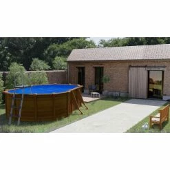 GRE Piscine Ovale Acier Gré Pacific Imitation Bois - 5 X 3 X 1,20 M 9 GRE Piscine Ovale Acier Gré Pacific Imitation Bois - 5 X 3 X 1,20 M -Bleu Piscine kit500w piscine ovale acier gre pacific imitation bois 500 300 120 ambiance 2