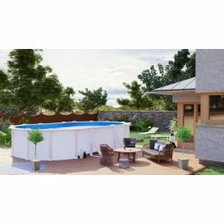 GRE Piscine Ovale Acier Gré Fidji - 6,10 X 3,75 X 1,20 M 9 GRE Piscine Ovale Acier Gré Fidji - 6,10 X 3,75 X 1,20 M -Bleu Piscine kit610eco piscine ovale acier gre fidji 600 375 120 ambiance 2