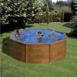 GRE Piscine Ronde Acier Gré Sicilia Imitation Bois - Ø 3 X 1,20 M 9 GRE Piscine Ronde Acier Gré Sicilia Imitation Bois - Ø 3 X 1,20 M -Bleu Piscine kitpr353w piscine ronde acier gre sicilia imitation bois 350 120 ambiance 1