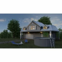 GRE Piscine Ronde Acier Gré Gris Anthracite 4,60 X 1,30 M -Bleu Piscine kitpr458gy piscine ronde acier gre gris anthracit 132 460cm ambiance