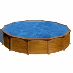 Piscine Ronde Acier Gre Mauritius Imitation Bois - Ø 5,50 X 1,32 M