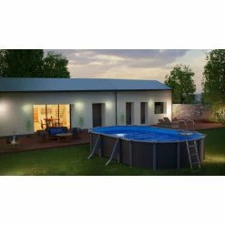 GRE Piscine Ovale Acier Gré Gris Anthracite - 5 X 3 X 1,30 M 8 GRE Piscine Ovale Acier Gré Gris Anthracite - 5 X 3 X 1,30 M -Bleu Piscine kitprov618gy piscine ovale acier gre gris anthracite 1 32m 610x375cm ambiance 2 1