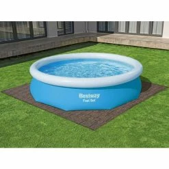 Tapis Effet Bois Pour Spa Et Piscine Bestway 3m² - 12 Dalles -Bleu Piscine lot de 12 dalles de protection de sol en mousse 5080 x 5080 cm effet bois pour piscine et spa bestway 1