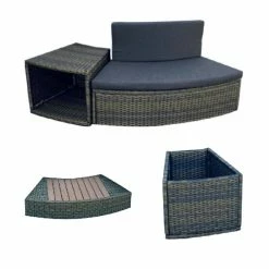 Entourage Rotin Pour Spa Bestway Lay-Z-Spa Ø 180 Cm - Gris Anthracite -Bleu Piscine montage habillage spa bestway 180cm