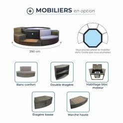 Pack Spa Portable Netspa Octopus 4 à 6 Personnes + Mobilier -Bleu Piscine netspa octopus 05