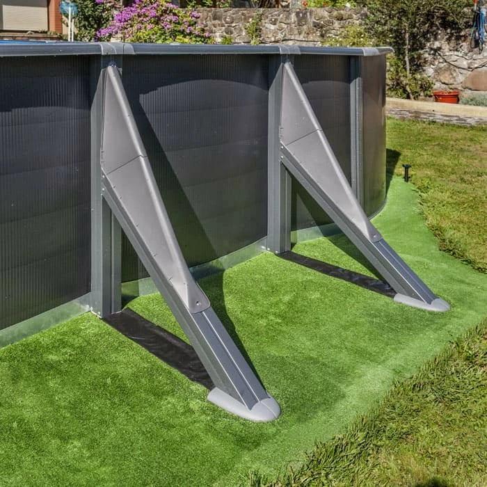 GRE Piscine Ovale Acier Gré Gris Anthracite - 7,30 X 3,75 X 1,32 M 3 GRE Piscine Ovale Acier Gré Gris Anthracite - 7,30 X 3,75 X 1,32 M – Image 3