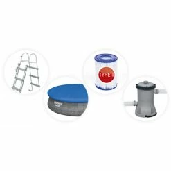 Piscine Autoportée Bestway Fast Set Aspect Rotin 4,57 X 1,07 M -Bleu Piscine piscine autoportee bestway fast set rotin 457 x 107 cm 5