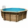 Piscine En Bois Octogonale Ubbink Océa 5,80 X 1,30 M - Liner Bleu
