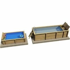 Piscine Pool'n Box Junior Procopi En Bois 3,7 X 2,4 M - Coffre Et Filtration Intégrés -Bleu Piscine piscine bois pool n box junior 4