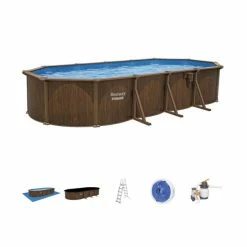 Piscine En Acier Bestway Hydrium Effet Bois - 7,30 X 3,60 X 1,30 M -Bleu Piscine piscine hors sol acier ovale 730 m x 360 m x 130 m hydrium