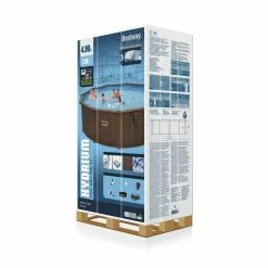 Piscine En Acier Bestway Hydrium Effet Bois Ø 4,90 X H 1,30 M -Bleu Piscine piscine hors sol acier ronde 488 x 130 m hydrium carton