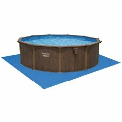 Piscine En Acier Bestway Hydrium Effet Bois Ø 4,90 X H 1,30 M -Bleu Piscine piscine hors sol acier ronde 488 x 130 m hydrium 4