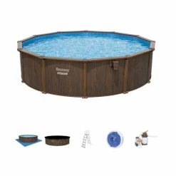 Piscine En Acier Bestway Hydrium Effet Bois Ø 5,50 X H 1,30 M 17 Piscine En Acier Bestway Hydrium Effet Bois Ø 5,50 X H 1,30 M -Bleu Piscine piscine hors sol acier ronde 549 x 130 m hydrium