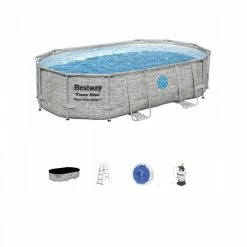 Piscine Tubulaire Bestway Power Steel Swim Vista Ovale 4,88 X 3,05 X 1,07 M -Bleu Piscine piscine hors sol ovale power steel swim vista effet pierre grise avec hublots 488 x 305 cm