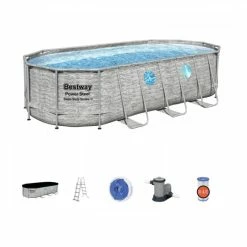 Piscine Tubulaire Ovale Bestway Power Steel Swim Vista 5,49 X 2,74 X 1,22 -Bleu Piscine piscine hors sol ovale power steel swimvista effet pierre grise avec hublots 549 x 274 cm