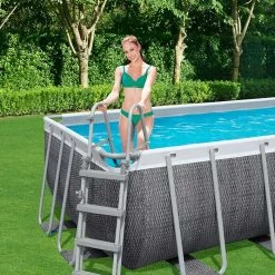 Piscine Tubulaire Bestway Power Steel Rotin Gris 4,88 X 2,44 X 1,22 M -Bleu Piscine piscine tubulaire bestway steel rotin gris 488 x 244 x 122 cm 3 1