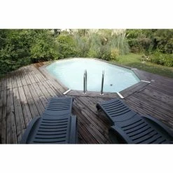 Piscine En Bois Octogonale Ubbink Azura 4,90 X 3,55 X 1,30 M - Liner Beige -Bleu Piscine piscine ubbink azura 490 355 130 beige 2